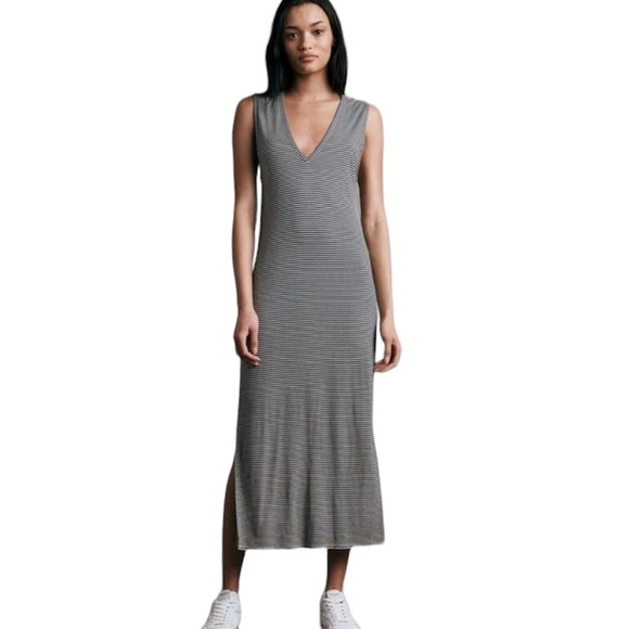 Rag and Bone V-neck stripe midi dress - Picture 2 of 7